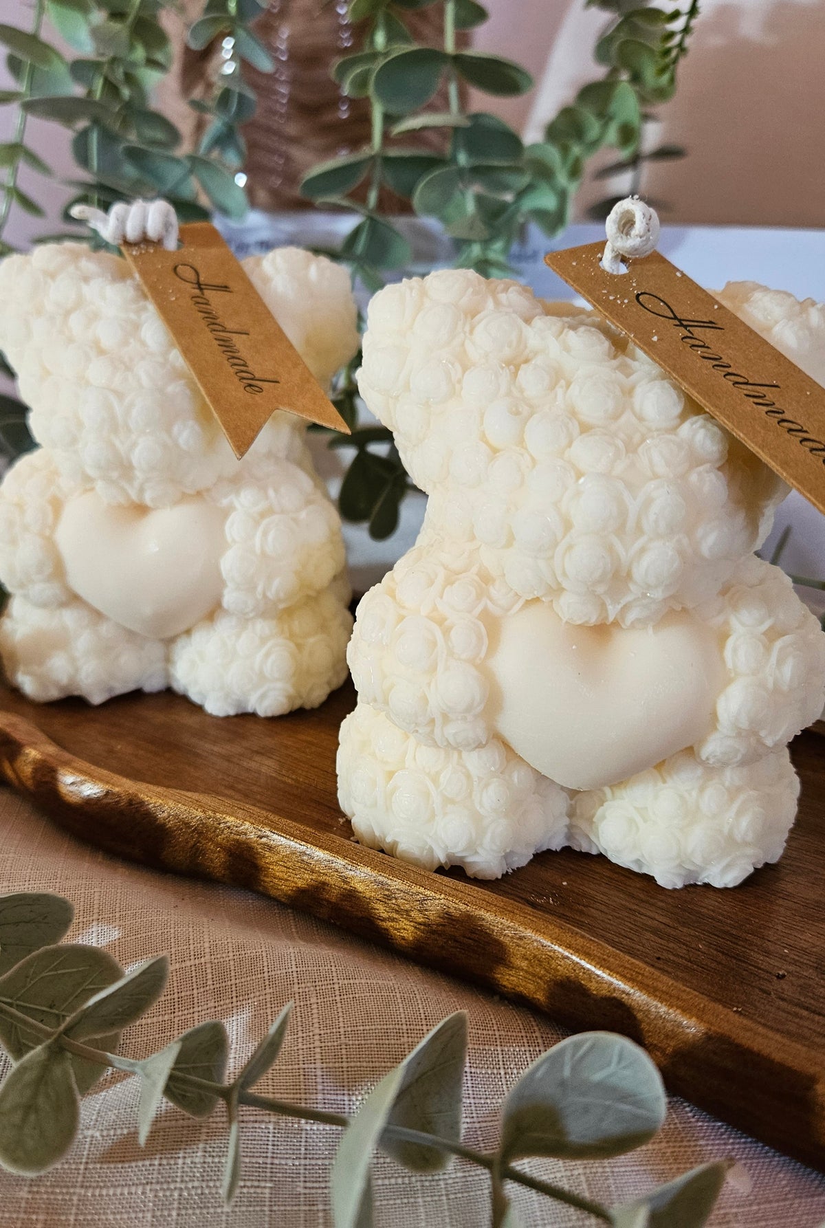 Bear and Heart Pillar Candle