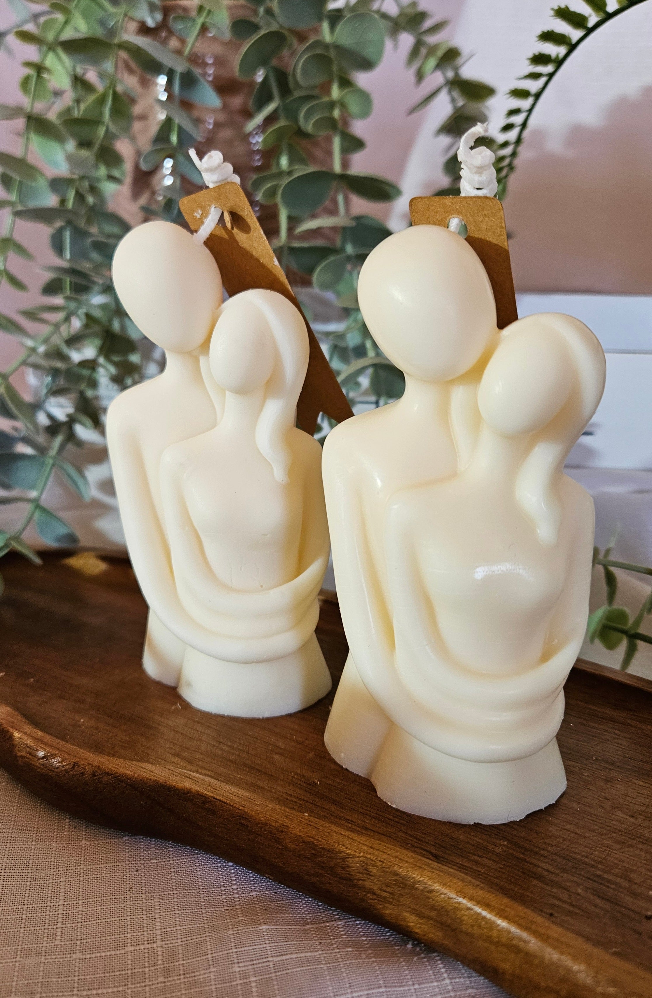 Couple Embracing Pillar Candle